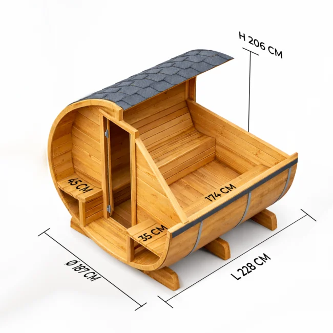 Alternative view of Barrelsauna TR230 - Halfglas