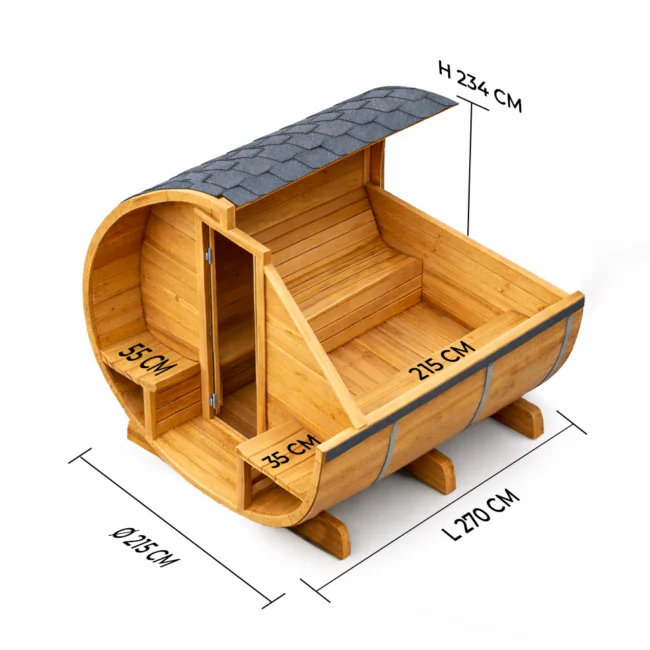 Alternative view of Barrelsauna TR270 - Halfglas
