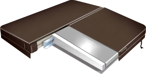 Doorsnede van jacuzzi cover onderdelen.
