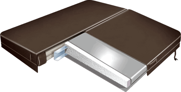 Doorsnede van jacuzzi cover onderdelen.