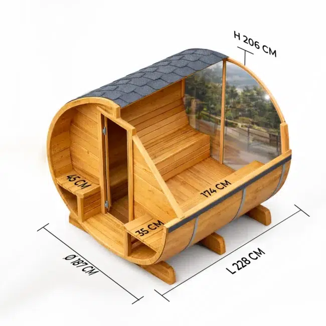 Alternative view of Barrelsauna TR230 - Glazen achterwand